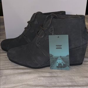 NWT - TOMS Kala Forged Iron Grey Suede Bootie